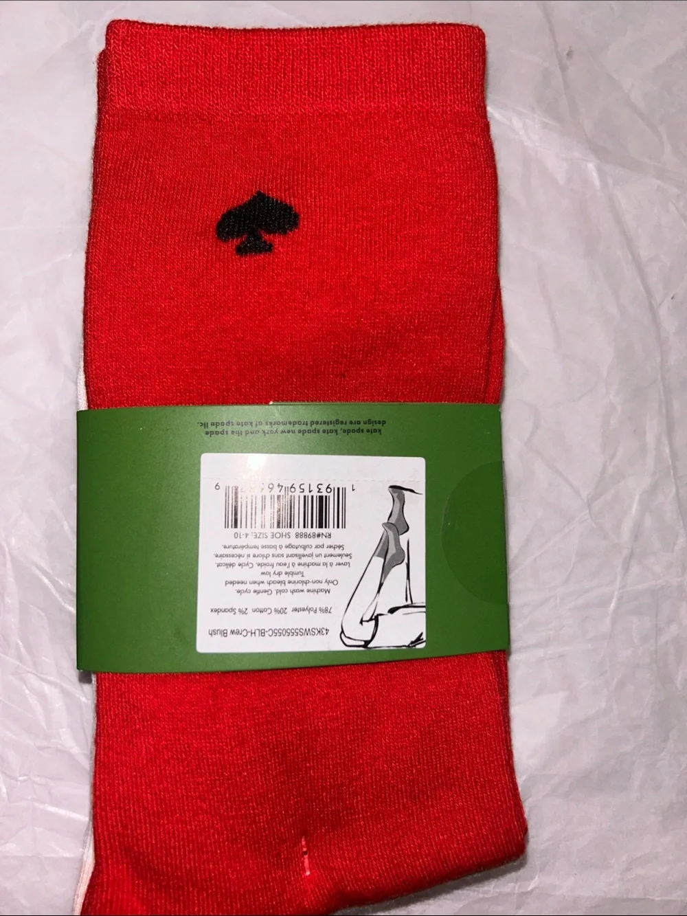 kate spade new york crew socks (Crew blush),white dove and red heart motif 3 pk